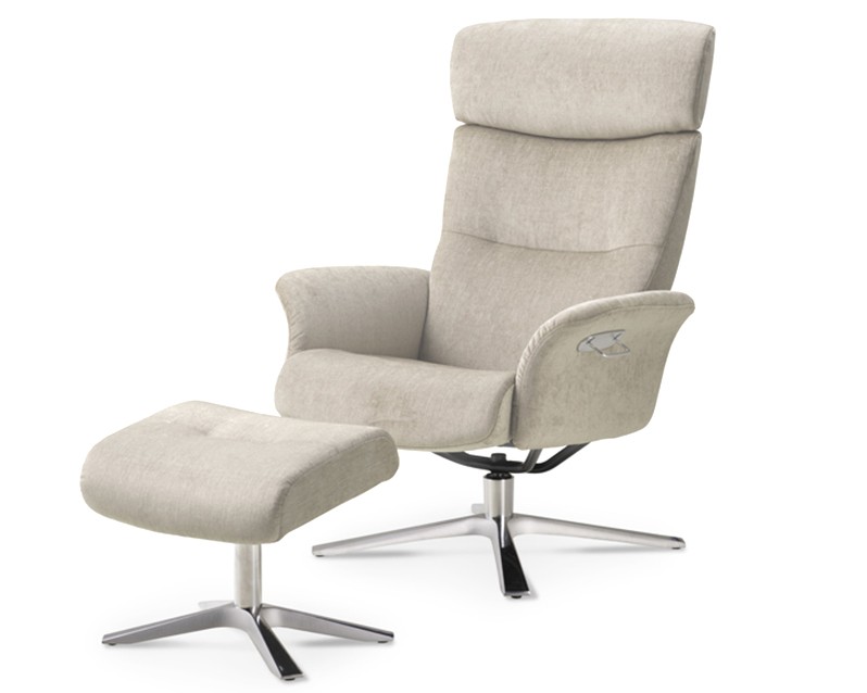 MASTER CLASSIC Fåtölj inklusive pall Tyg Evita Sand, Aluminium
