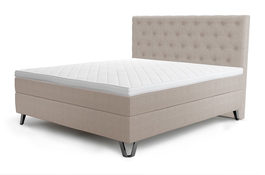 AMBASSADÖR Kontinentalsäng Seamless 180x200 cm (M/F) inkl. ben, bäddmadrass och gavel Tyg Beige 483