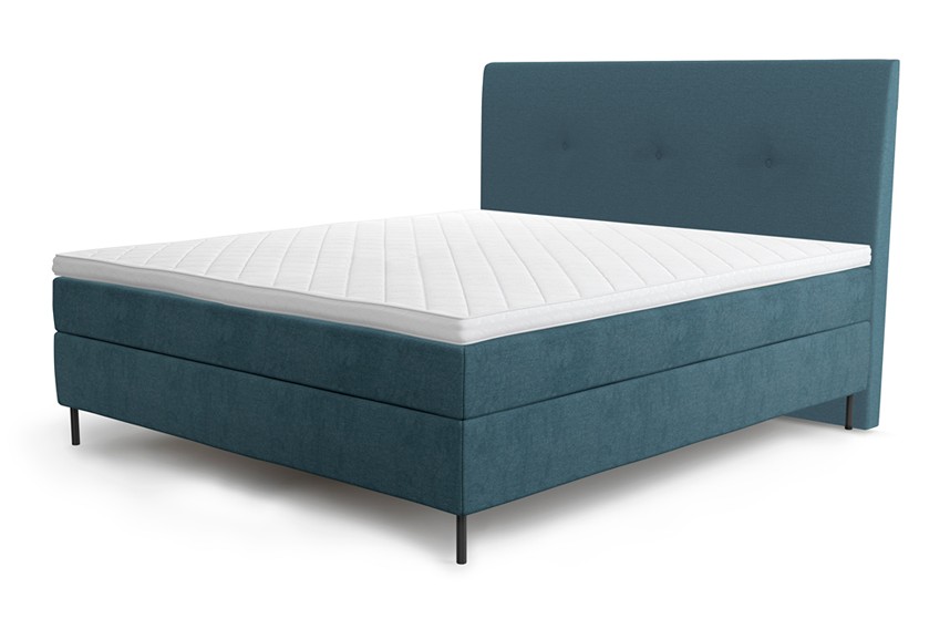 DIPLOMAT Kontinentalsäng 180x200 cm (M/F) inkl. ben, bäddmadrass och gavel Tyg Petrol 478