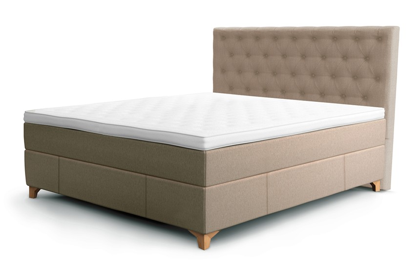 SUPREME Kontinentalsäng 180x200 cm (M/F) inkl. ben, bäddmadrass och gavel Tyg GoldenSand 310