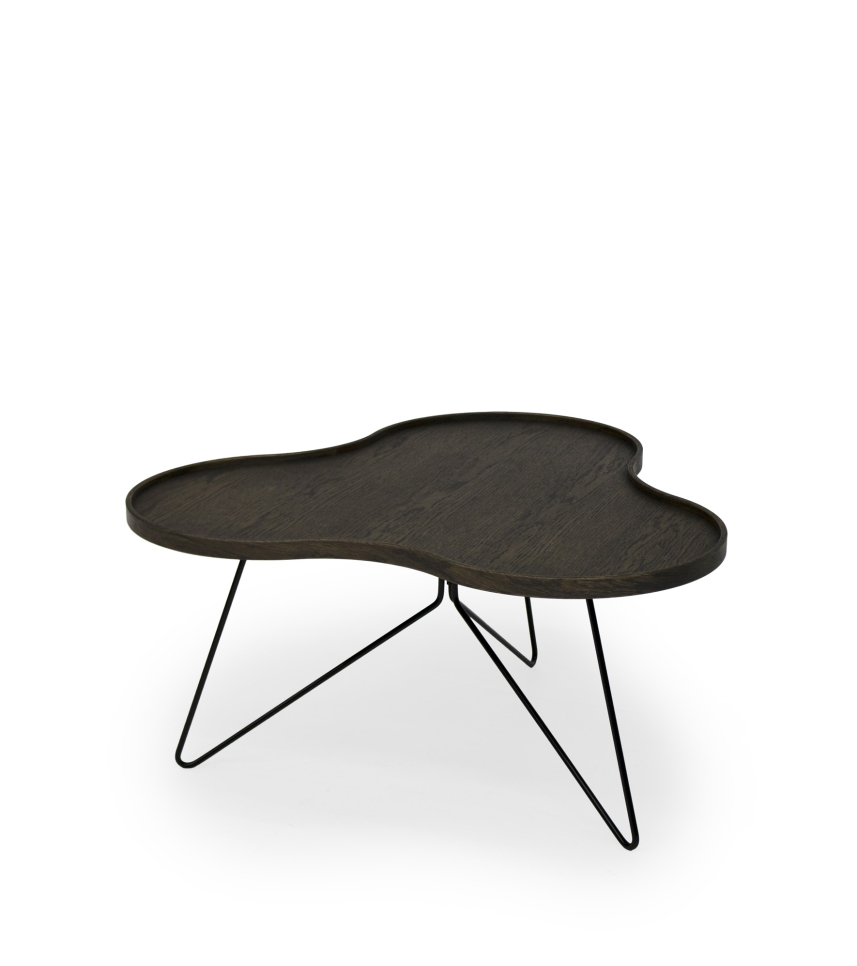 FLOWER MONO Soffbord Ekfanér Rökoljat Svartlackat Metallstativ