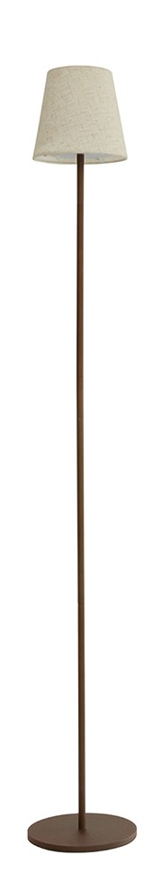TYRA Golvlampa Vit textil, Brun metall. Uppladdningsbar.