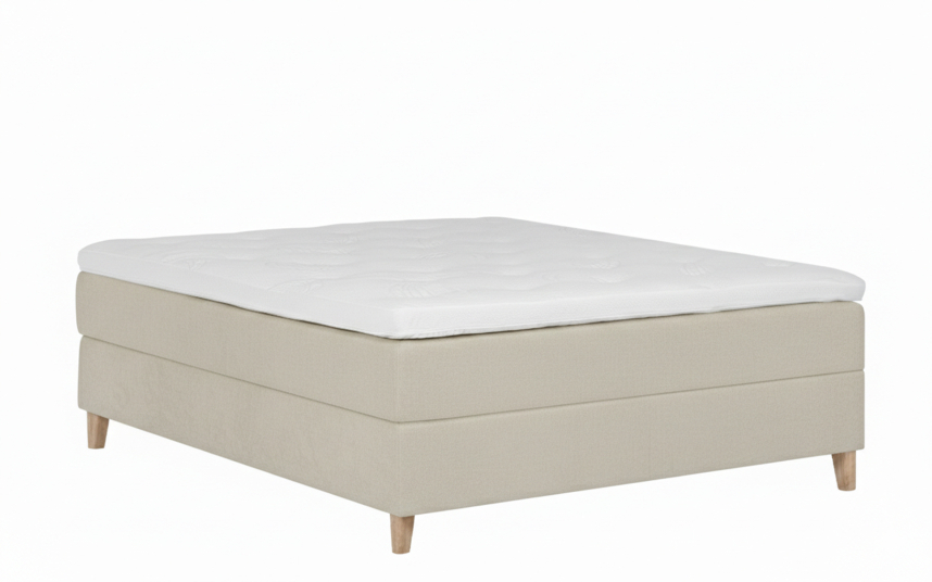 MOON 201 Kontinentalsäng 160x200 cm Medium/Fast inkl. bäddmadrass & ben. Tyg Savoy Creme.