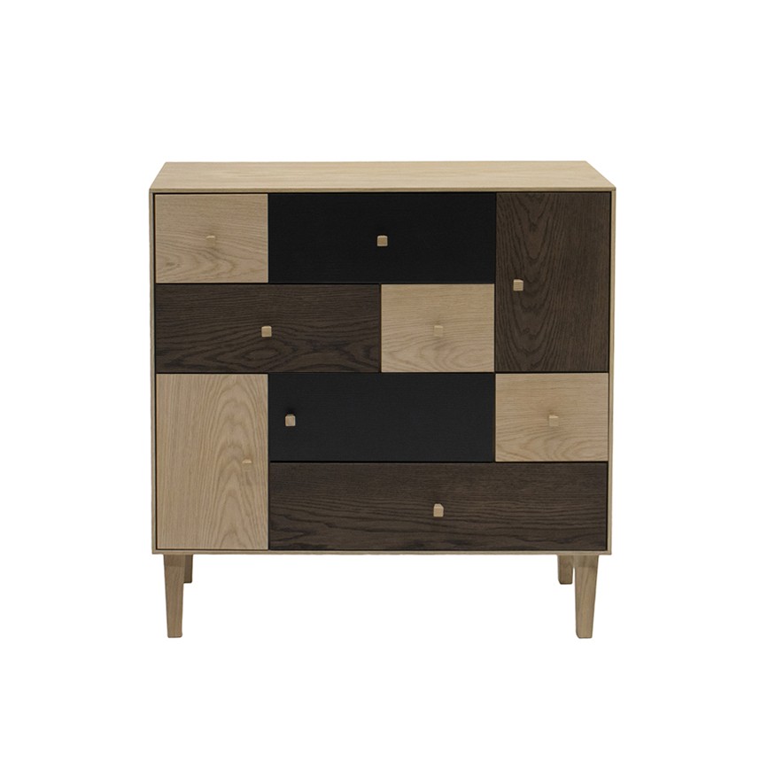 SENSE Byrå Ek/ekfanér Vitpigmenterad Brunoljad Svartbetsad