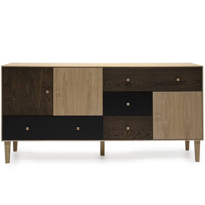 SENSE Sideboard Ek/ekfanér Vitpigmenterad Brunoljad Svartbetsad.