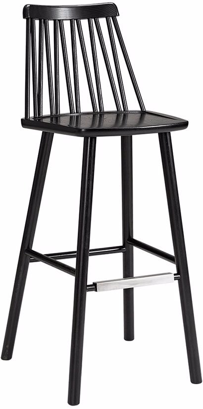 ZIGZAG Barstol Massiv ask Svartbetsad. Sitthöjd 78 cm.