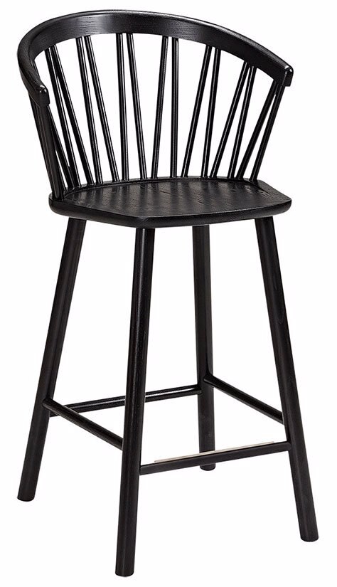 ZIGZAG Barstol Massiv ask Svartbetsad. Sitthöjd 63 cm.