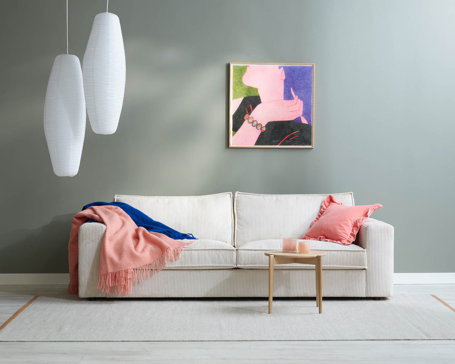 Vit manchestersoffa 3-sits