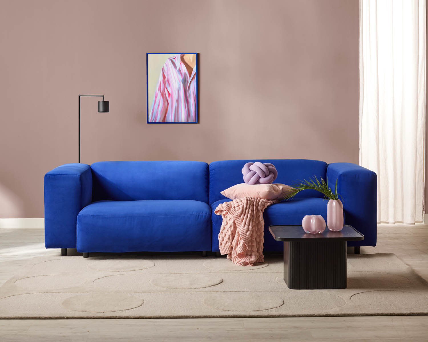 Blå konblå soffa 3,5-sits