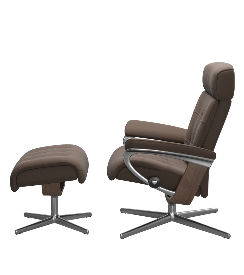 ERIK Fåtölj inklusive pall Läder Paloma Espresso stl M