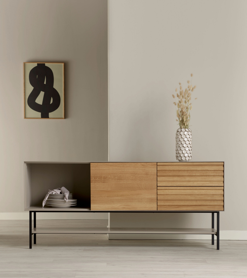 ESSENCE Sideboard Massiv ek Oljad, Varmgrå