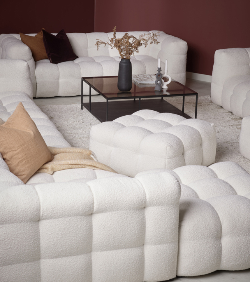 CREAM Soffa med divan Tyg Ascot Natur