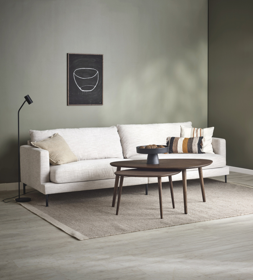 VILMA Soffa 3,5-sits Tyg Velly White. Metall svart.