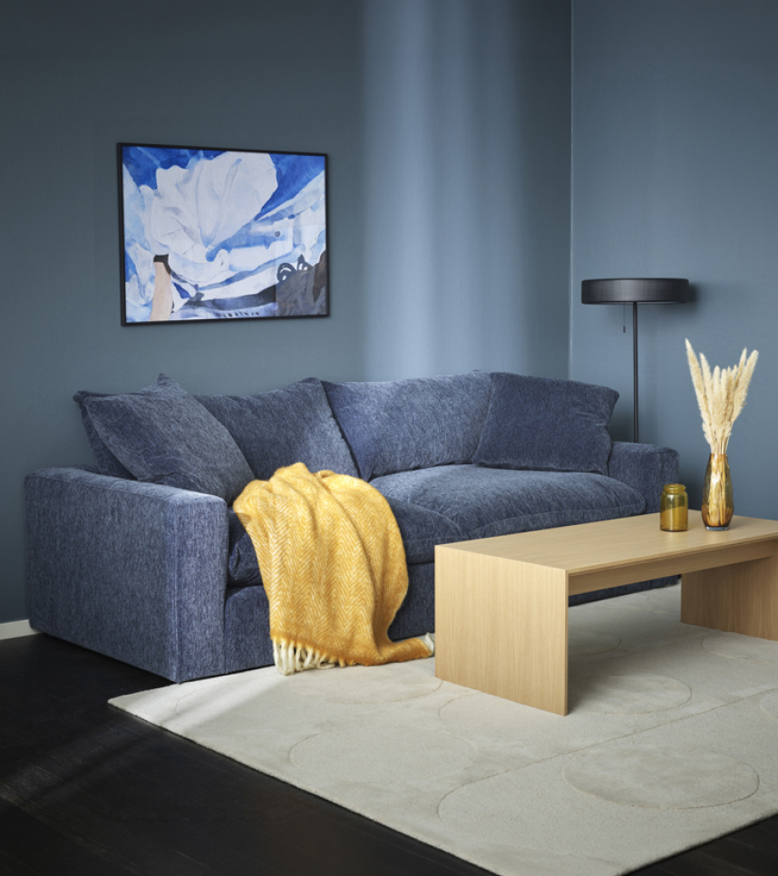 SKY Soffa 1,5-sits Tyg Nantes Blue