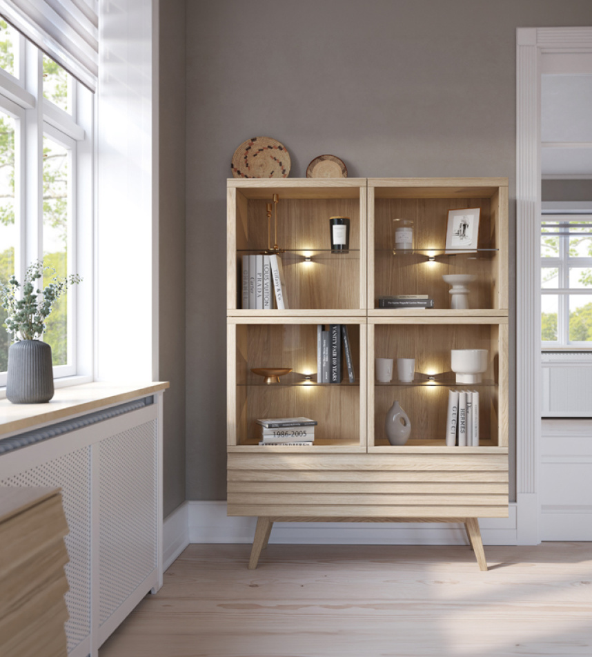 PERSIENN Vitrinskåp Massiv Ek Vitoljad