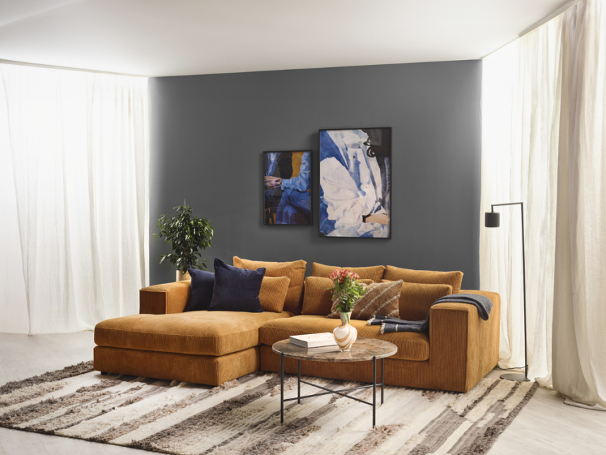 VIESTE Soffa med divan Tyg Soop 42 Yellow