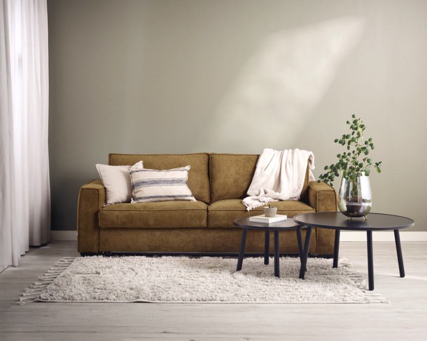 SELENA Bäddsoffa 3-sits Tyg Sense Gul