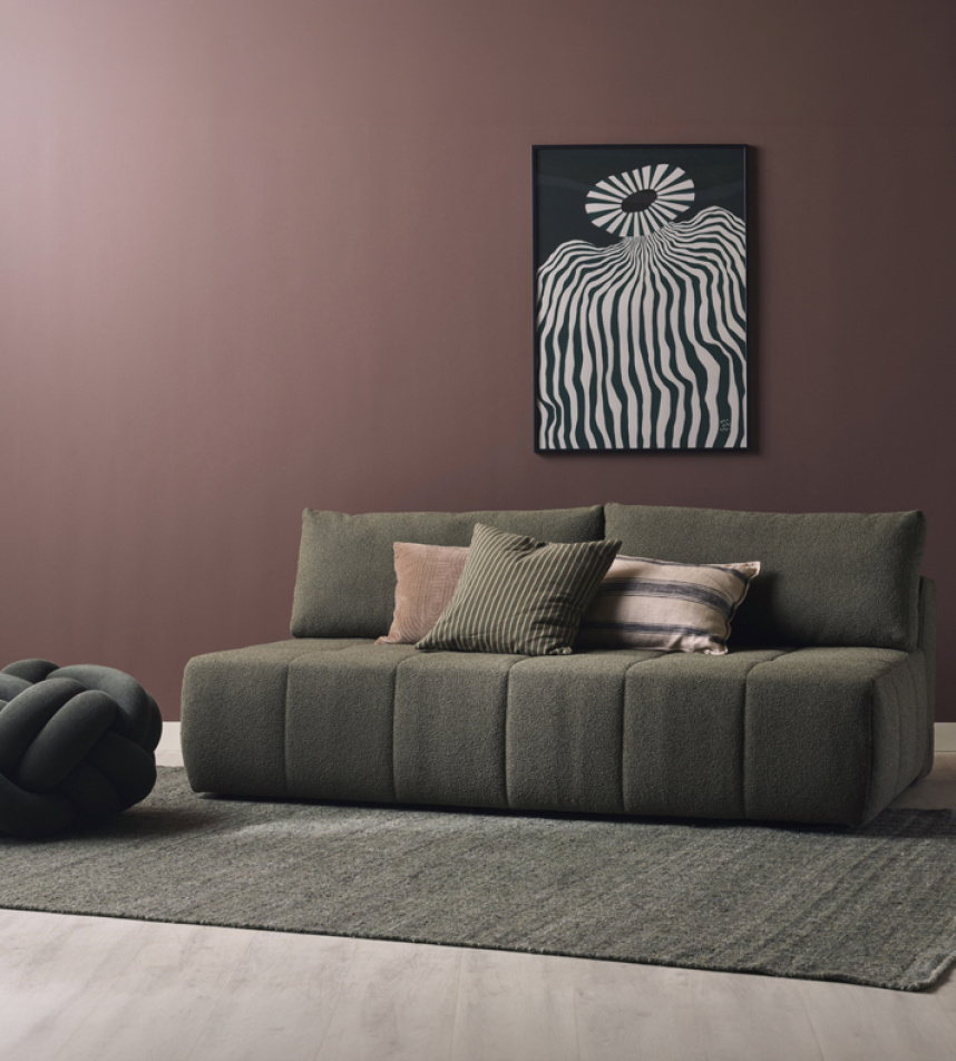 EDITH Bäddsoffa 3-sits Tyg Loop Grön