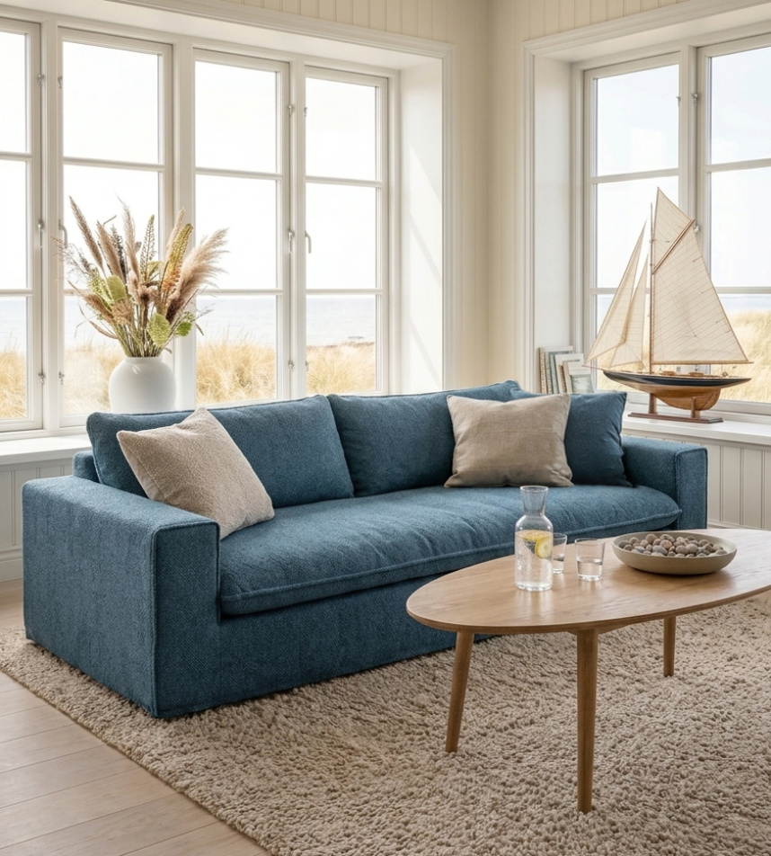 KELLY Soffa 3,5-sits Tyg Beverly Blue