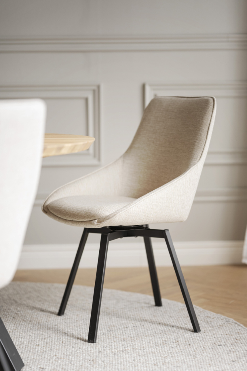 ALISON Stol Tyg Asgard Ljusbeige. Metall svart. Snurrfunktion