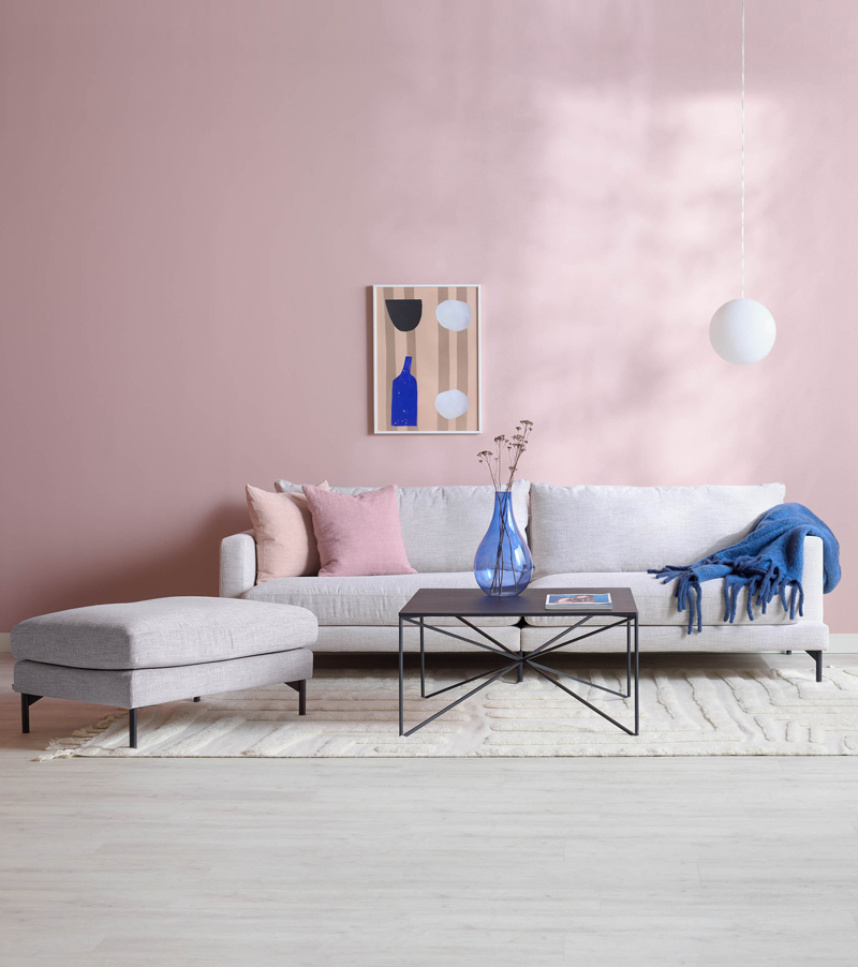 VILMA Soffa 3,5-sits Tyg Velly White inkl. pall